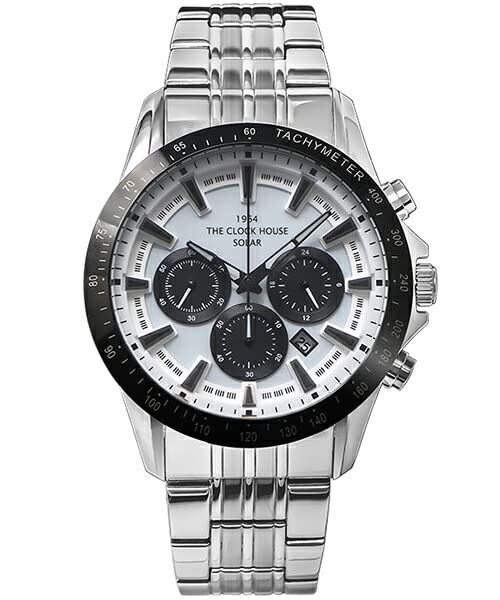 ザ・クロックハウス メンズ 腕時計 ビジネス カジュアル ソーラー クロノグラフ MBC1003-WH1A ホワイト×ブラック パンダカラー